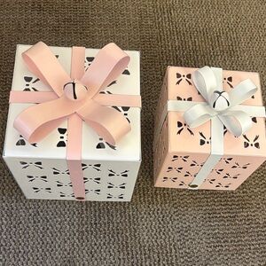 Pink and White Gift Boxes with Bows